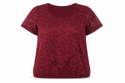Womens UK Size 16 Bonmarché Red Lace Blouse