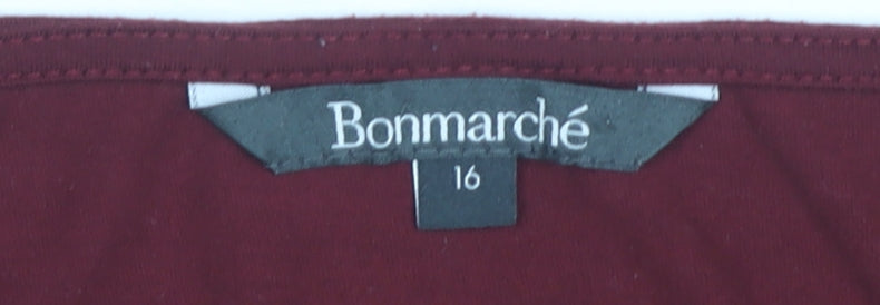Womens UK Size 16 Bonmarché Red Lace Blouse