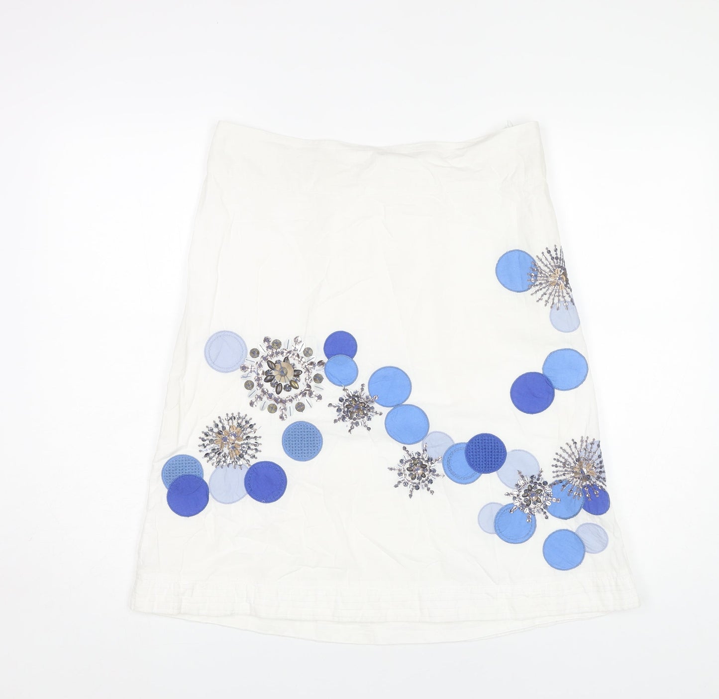 Monsoon Women’s White Beaded Skirt, Size 14