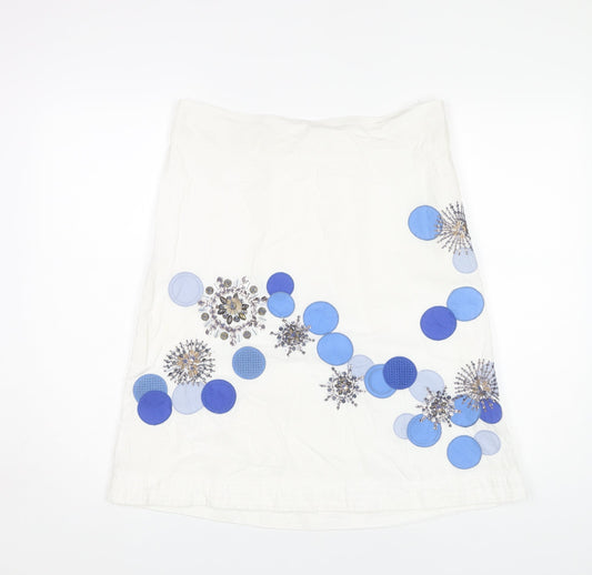 Monsoon Women’s White Beaded Skirt, Size 14