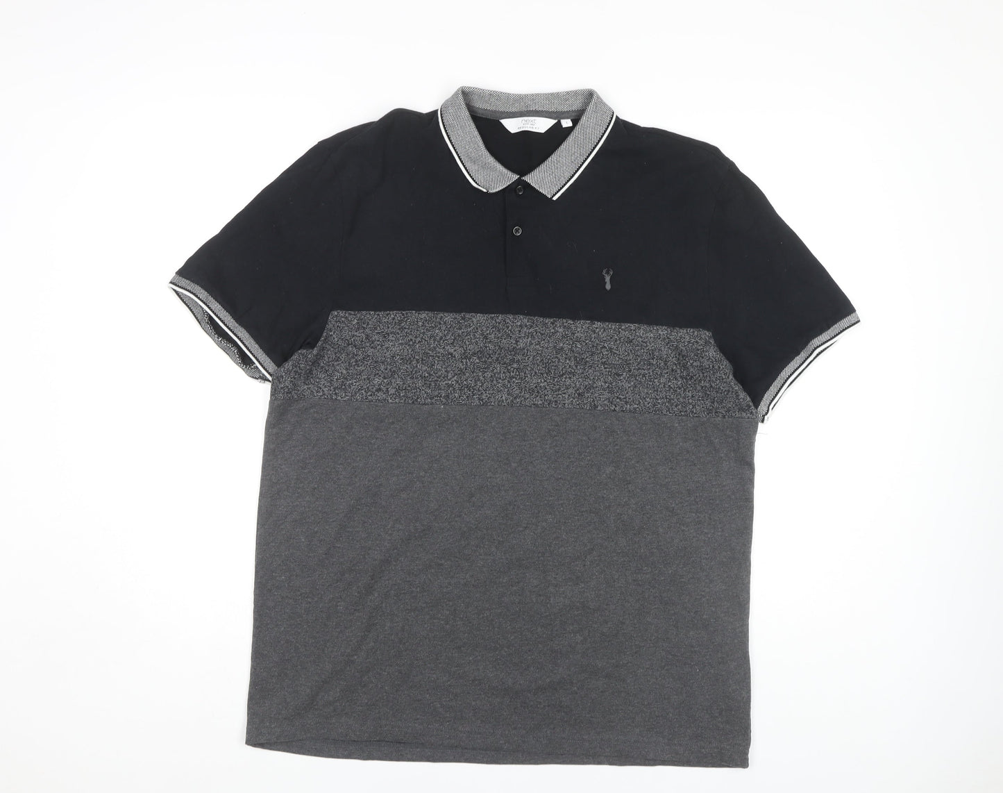 Next Men's L Black Colourblock Polo