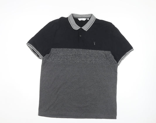 Next Men's L Black Colourblock Polo