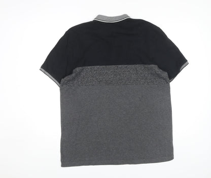 Next Men's L Black Colourblock Polo