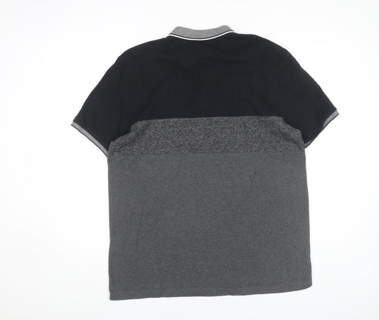 Next Men's L Black Colourblock Polo
