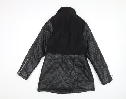 Womens UK Size 10 New Look Black Biker Coat