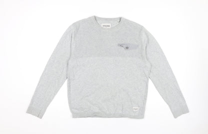 Jack & Jones Men's Grey Cotton Pullover Jumper M