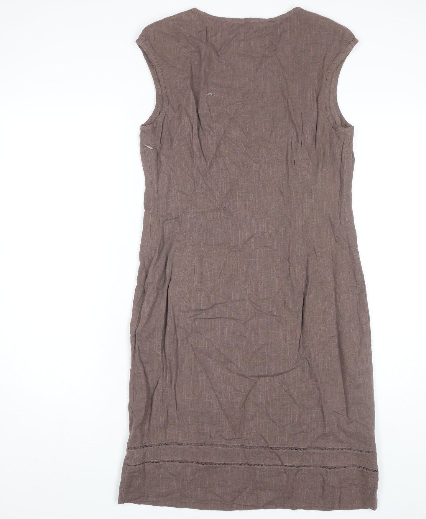 Monsoon Women's Brown Sleeveless Embroidered Dress - Size 12
