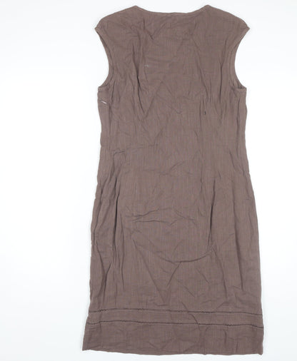 Monsoon Women's Brown Sleeveless Embroidered Dress - Size 12