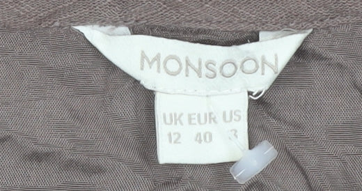 Monsoon Women's Brown Sleeveless Embroidered Dress - Size 12