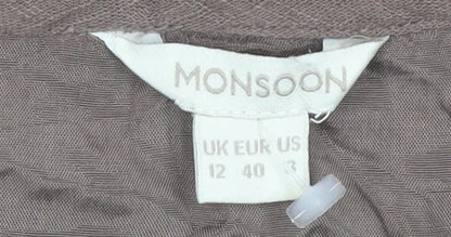 Monsoon Women's Brown Sleeveless Embroidered Dress - Size 12