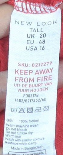 New Look Women's Red Tank Top Size 20 Camisole