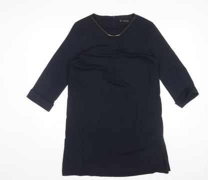 Zara Women's Blue Shift Dress M 3/4 Sleeve