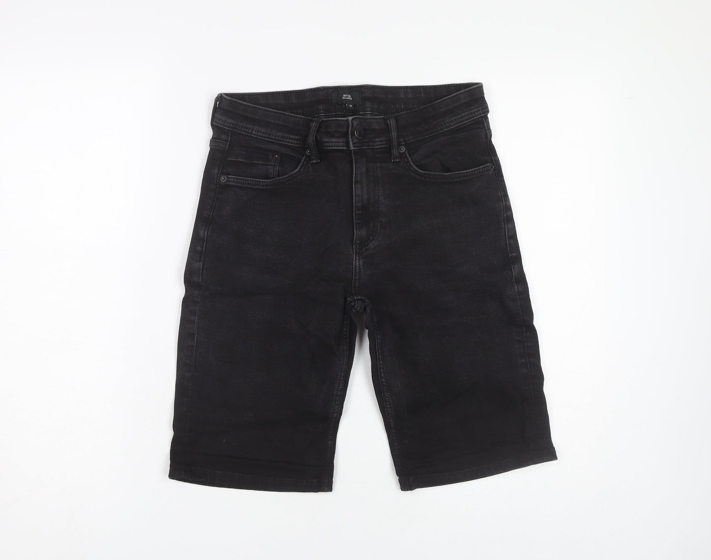 River Island Men's Black Casual Denim Shorts Size 28