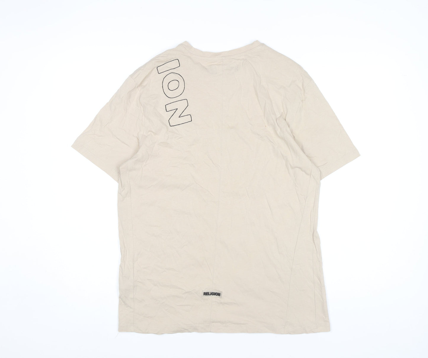 Religion Men’s Beige Crew Neck T-Shirt, Size L