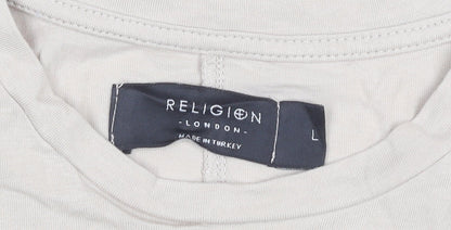 Religion Men’s Beige Crew Neck T-Shirt, Size L
