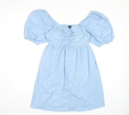 Sim & Sam Women's Blue A-Line Dress, Size S, Balloon Sleeve