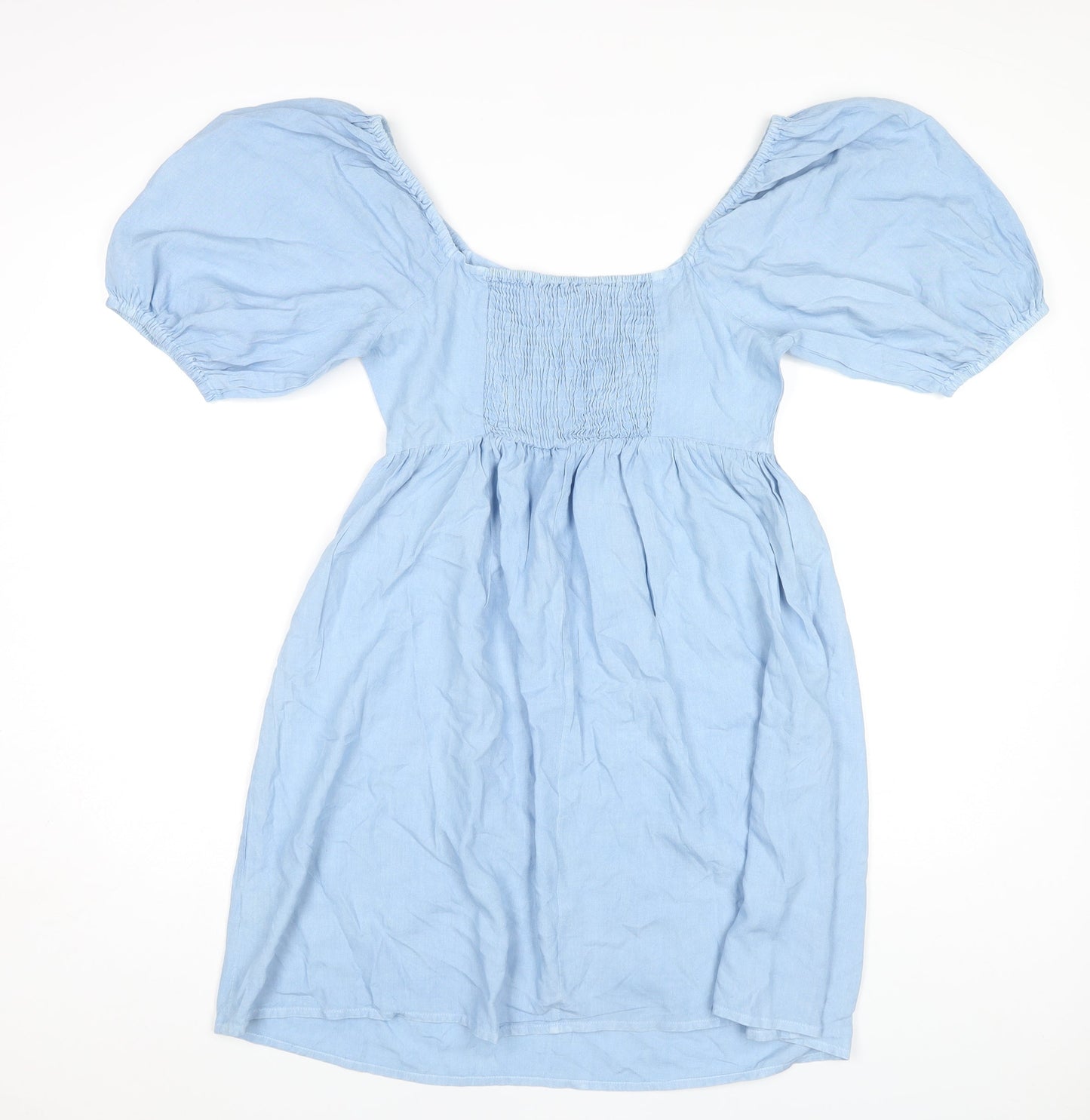 Sim & Sam Women's Blue A-Line Dress, Size S, Balloon Sleeve
