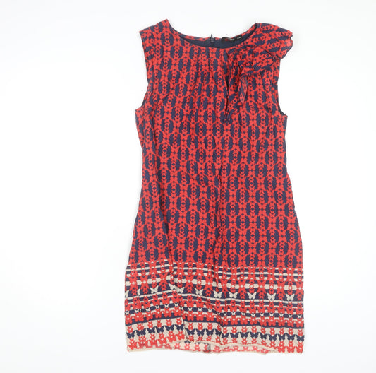 Oasis Women's Red Geometric Shift Dress Size 12