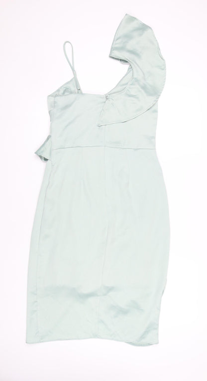 Lipsy London Women's Green Party Dress, Size 12, Ruffle Accents