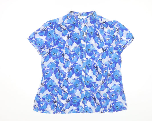 Womens UK Size 14 Kaliko Blue Basic Blouse