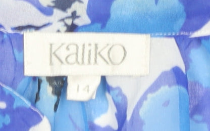 Womens UK Size 14 Kaliko Blue Basic Blouse