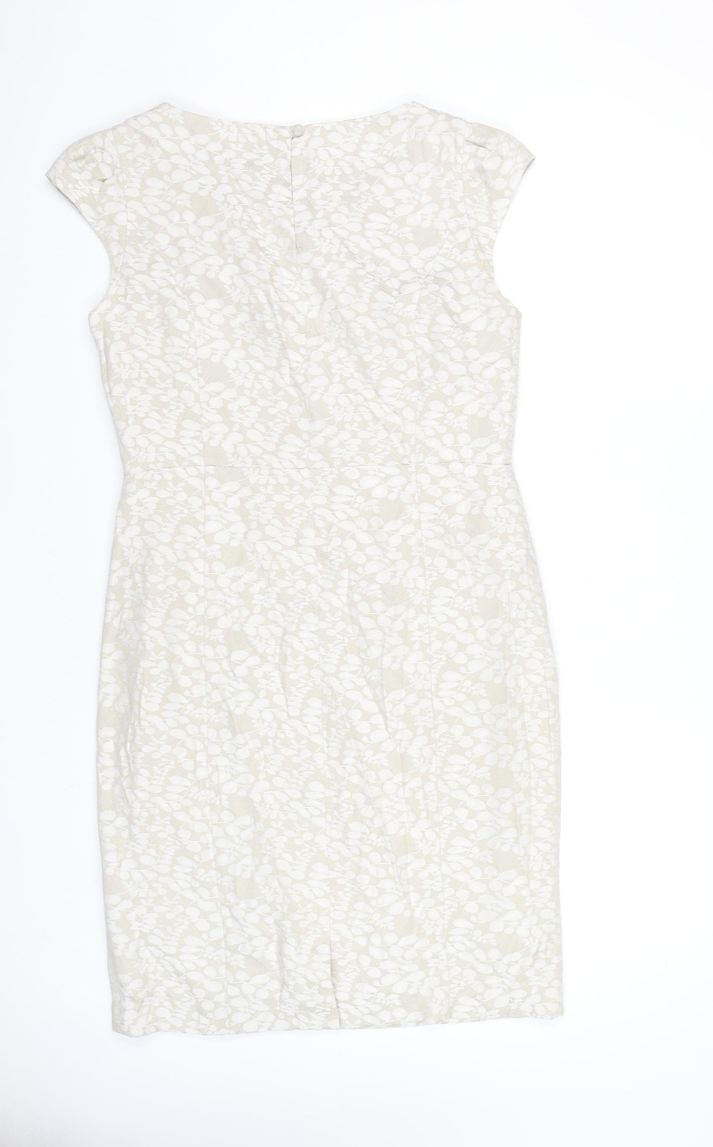 Monsoon Women Beige Floral Sheath Dress Size 14