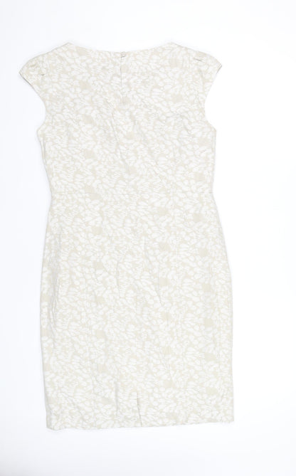Monsoon Women Beige Floral Sheath Dress Size 14