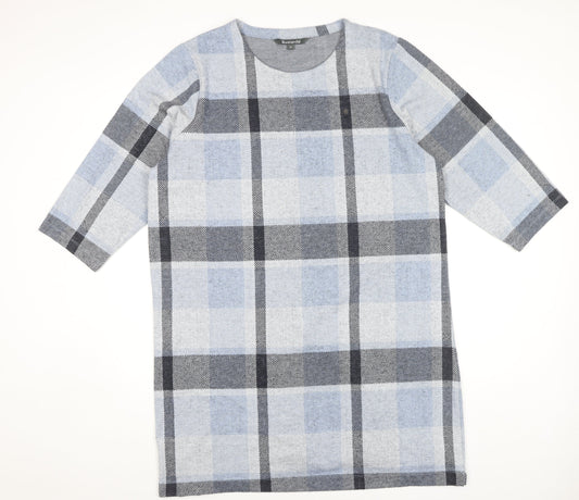 Bonmarché Women's Grey Plaid Shift Dress 20