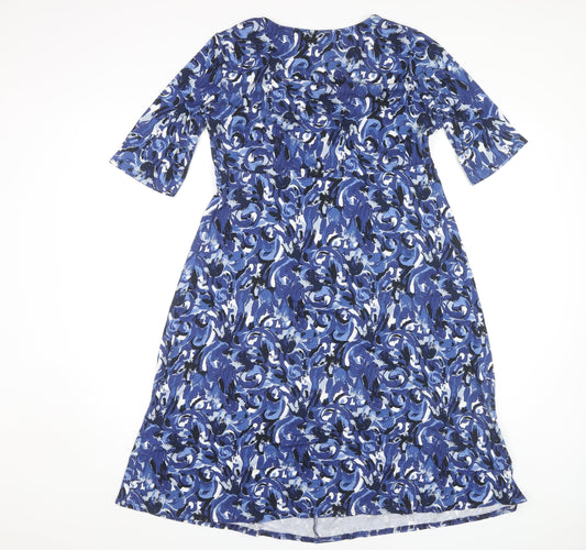 East Women's Blue A-Line Dress, M, Floral, Spring/Summer
