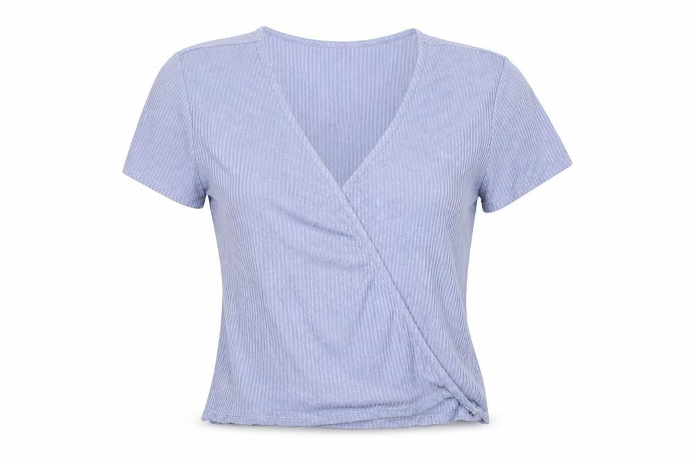 Womens UK Size XS Urban Outfitters Blue Wrap T-Shirt
