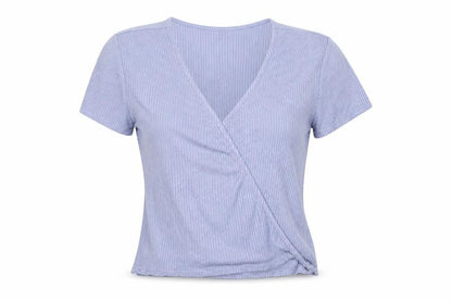 Womens UK Size XS Urban Outfitters Blue Wrap T-Shirt