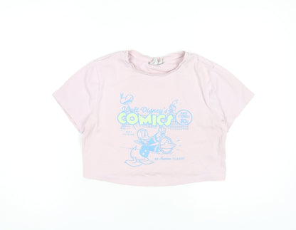 Womens UK Size L Disney Pink Cropped T-Shirt