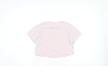 Womens UK Size L Disney Pink Cropped T-Shirt