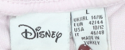 Womens UK Size L Disney Pink Cropped T-Shirt