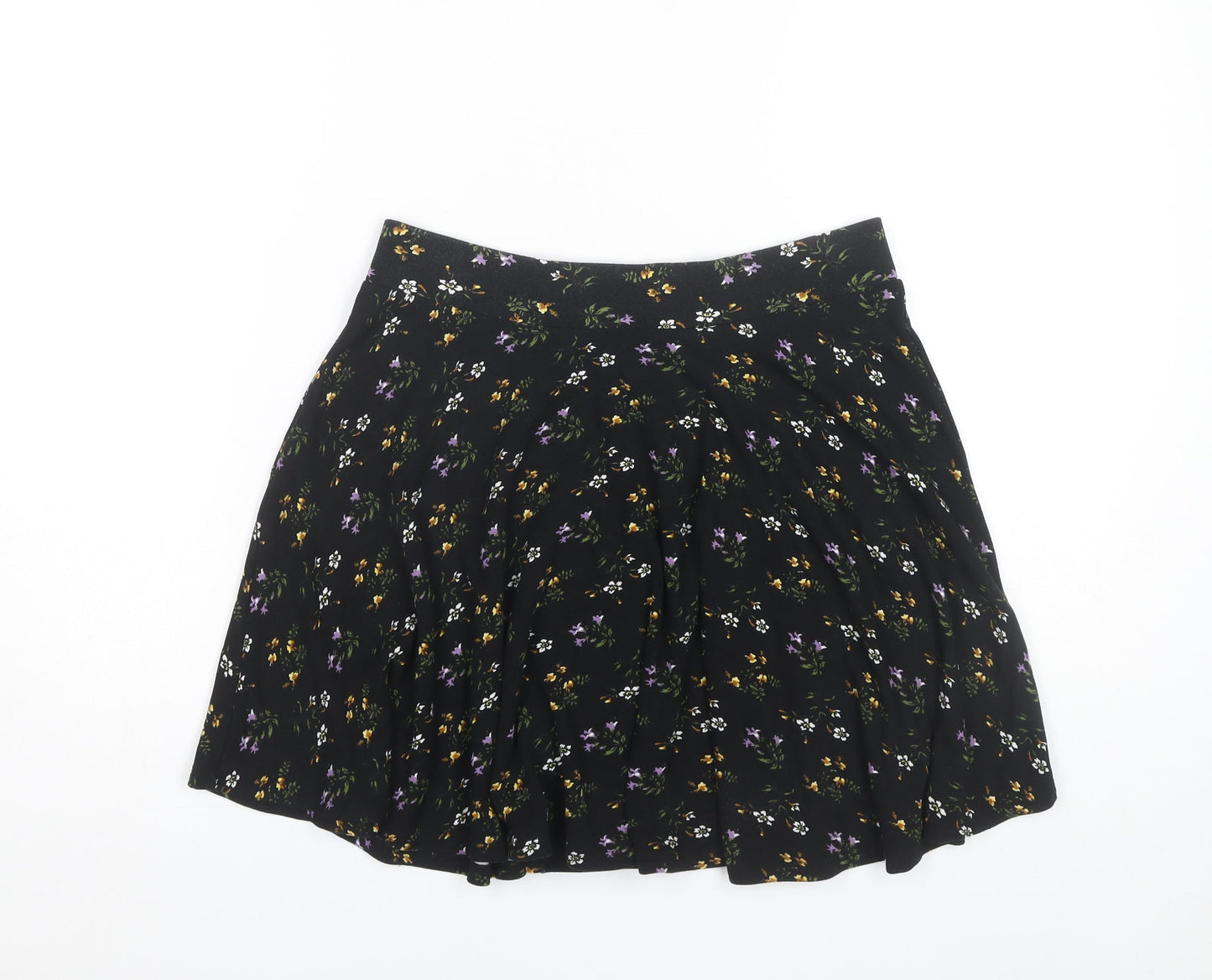 Oasis Women's Black Floral A-Line Skirt Size S