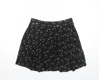 Oasis Women's Black Floral A-Line Skirt Size S