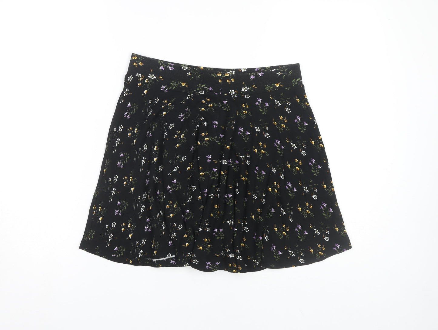 Oasis Women's Black Floral A-Line Skirt Size S