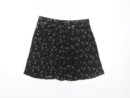 Oasis Women's Black Floral A-Line Skirt Size S