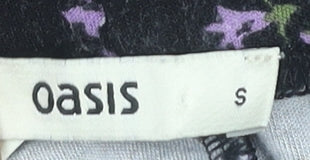 Oasis Women's Black Floral A-Line Skirt Size S