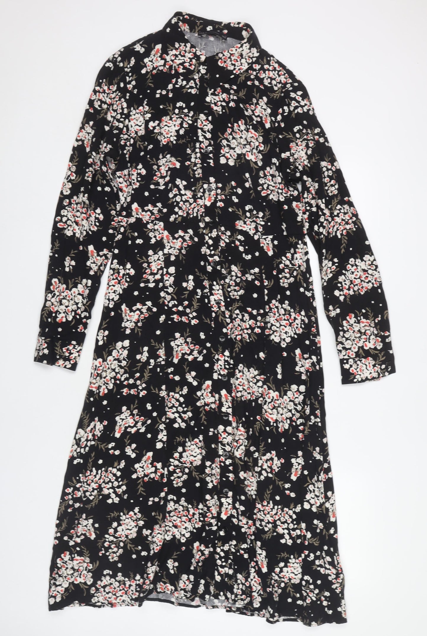 Marks and Spencer Women Black Floral Dress Size 12