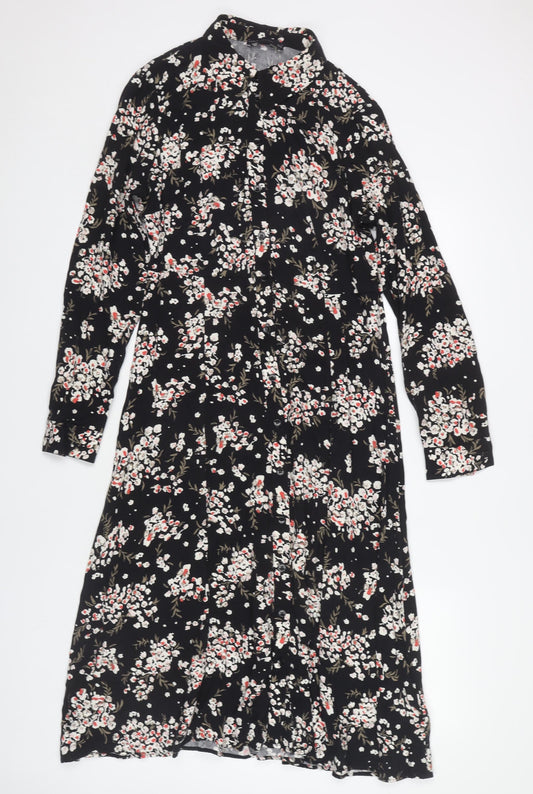 Marks and Spencer Women Black Floral Dress Size 12