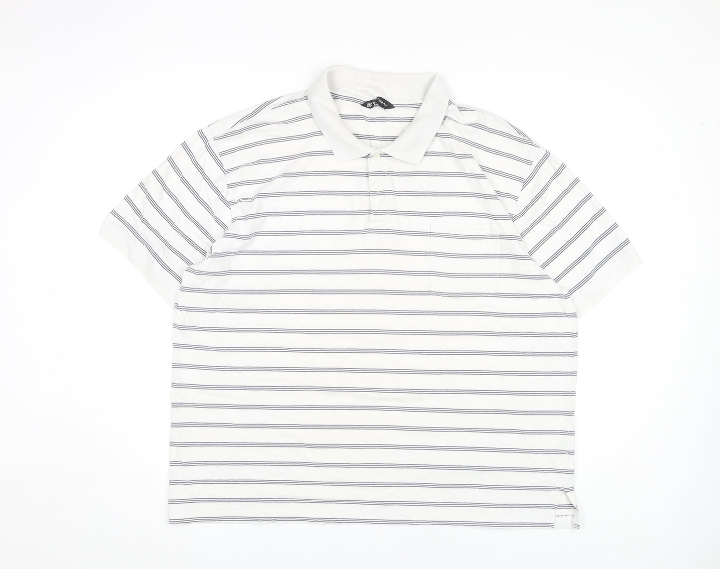 Southbay Men's White Striped Polo Shirt XL