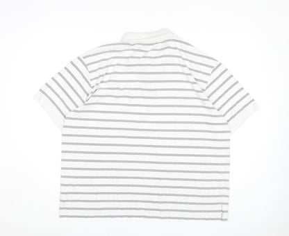 Southbay Men's White Striped Polo Shirt XL