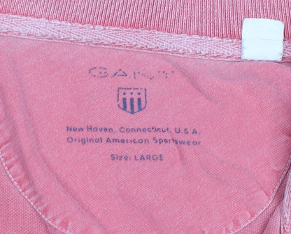 Gant Men's Pink Polo Shirt L Short Sleeve Cotton