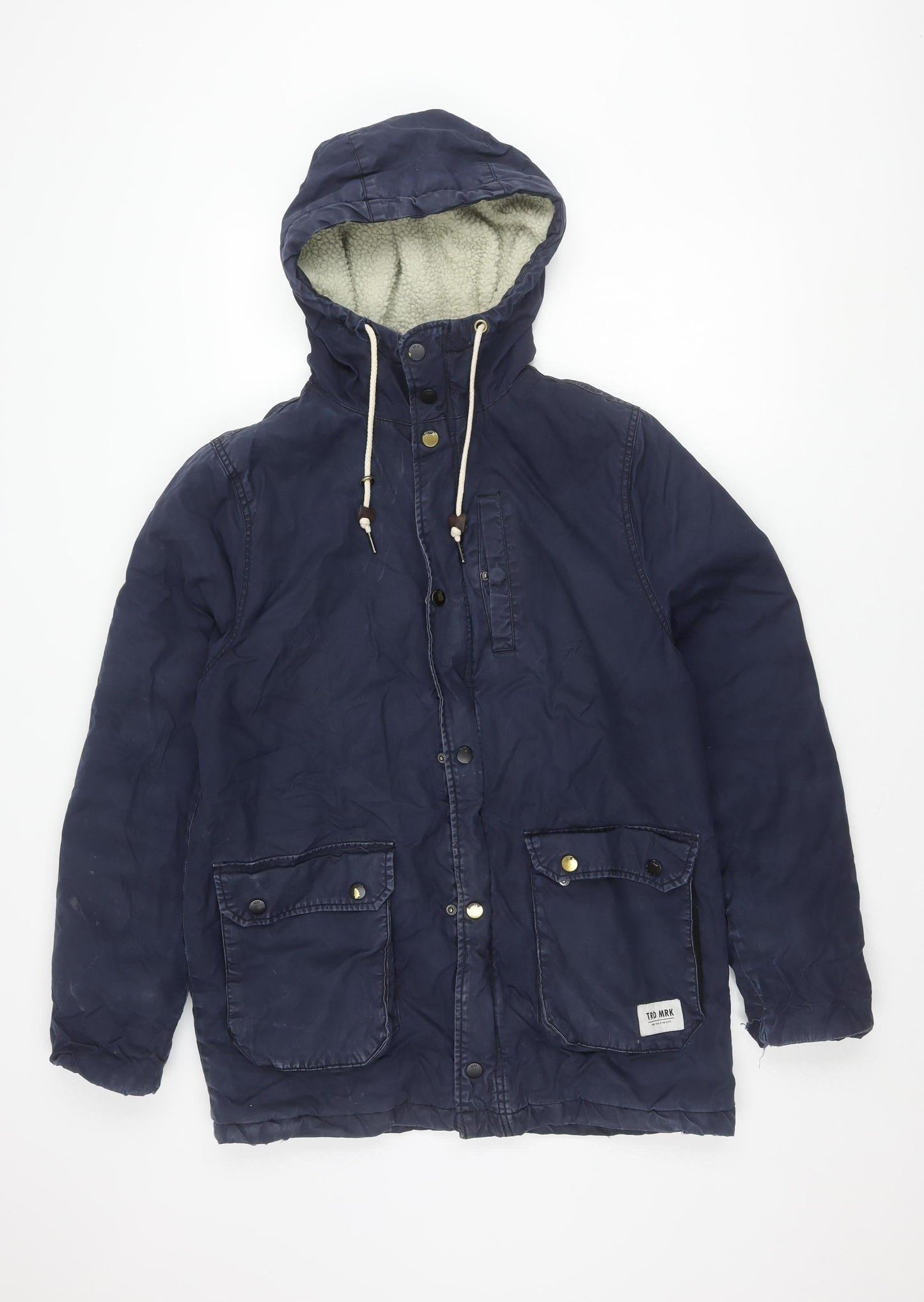 Mens UK Size S Unknown Blue Parka Coat