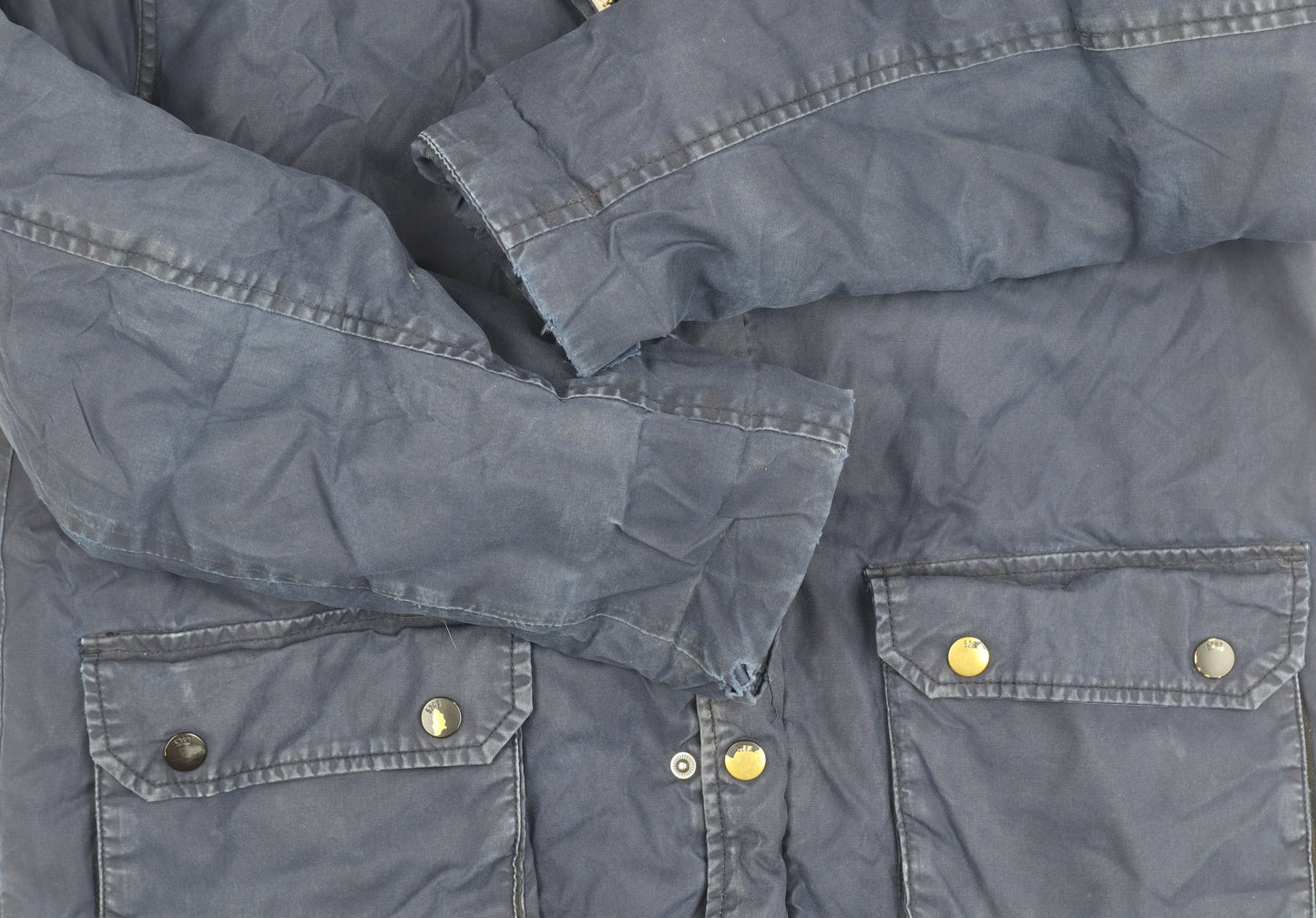 Mens UK Size S Unknown Blue Parka Coat