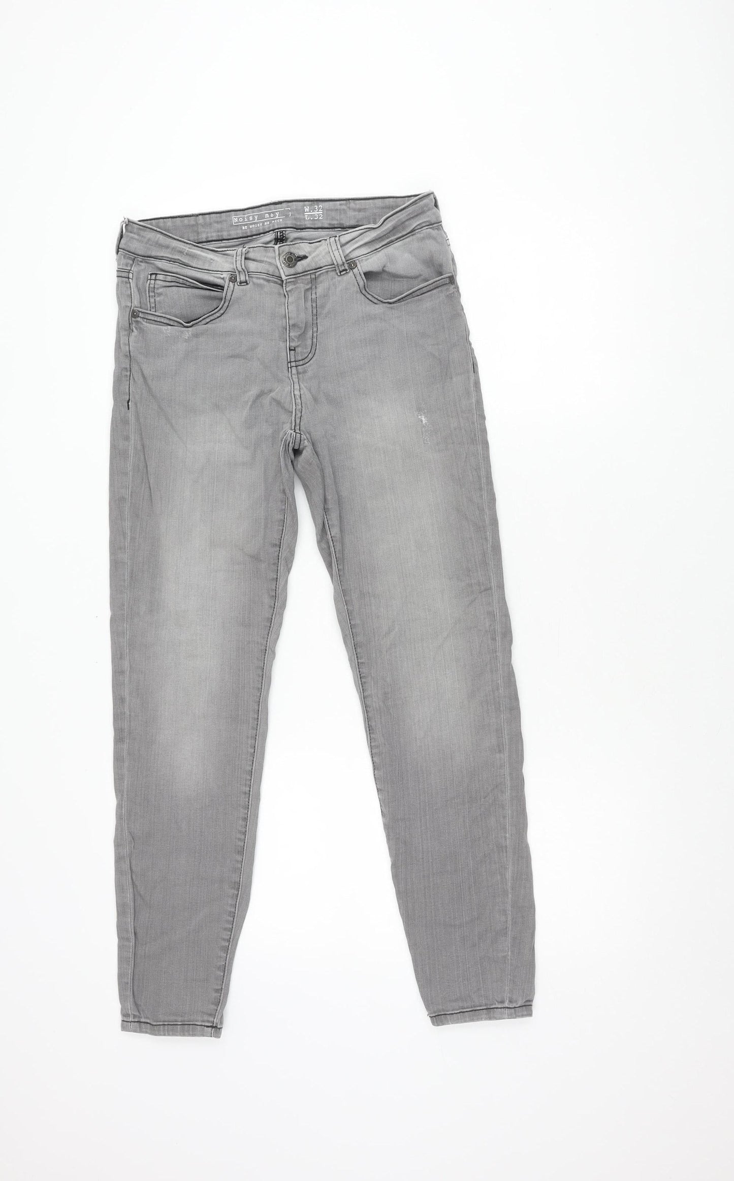 Mens UK Size 32 Noisy may Slim Fit Straight Grey Jeans