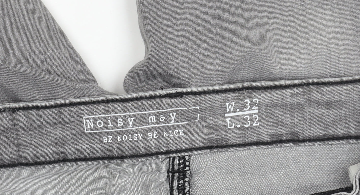 Mens UK Size 32 Noisy may Slim Fit Straight Grey Jeans