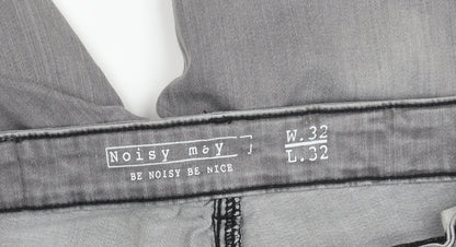 Mens UK Size 32 Noisy may Slim Fit Straight Grey Jeans