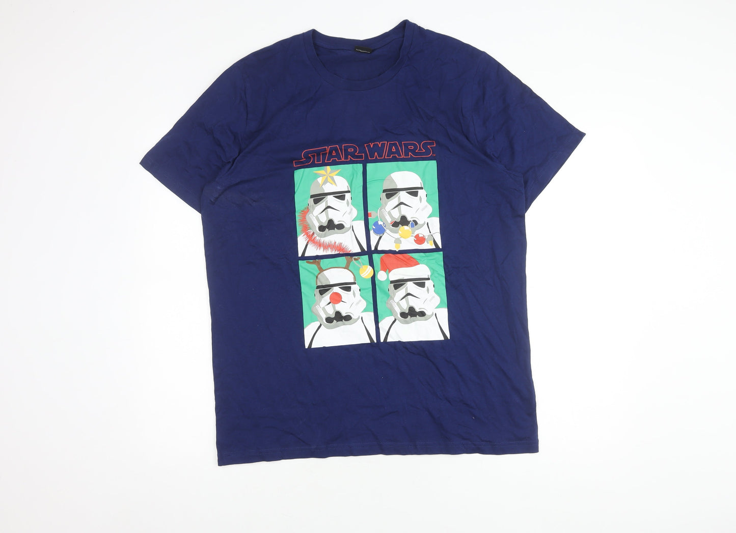 Star Wars Men's Large Blue Christmas Stormtrooper T-Shirt